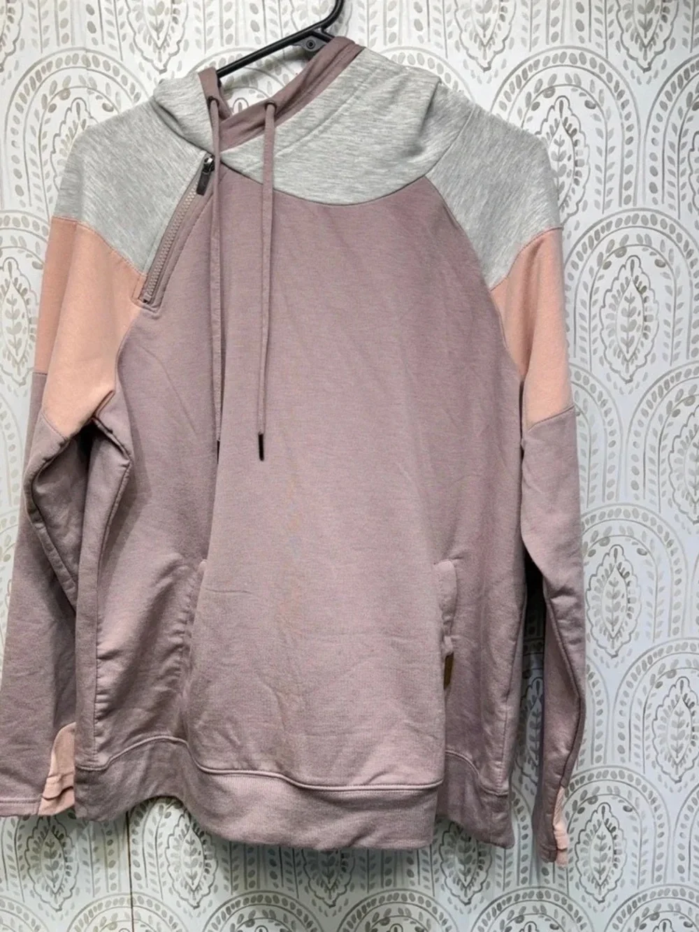 Men's Colorblock Pullover Hoodie - Dusty Rose/Grey